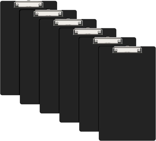 Legal Size Clipboard Set of 6, 8.5 x 14 Black Plastic Long Clip Board with Low Profile Clip, 9 x 15 in, Suitable for Legal Lawers and Business, School & Office Supplies