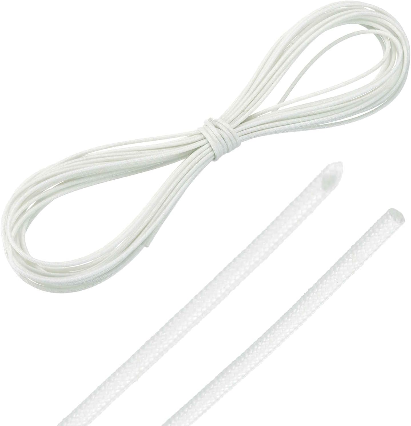 MECCANIXITY 30ft Braided Cable Sleeve, 1/32" ID 200C High Temperature 1500V Fiberglass Wire Insulation Cord Protector Organizer Wires Management for Motor Engine Fuel Line, White