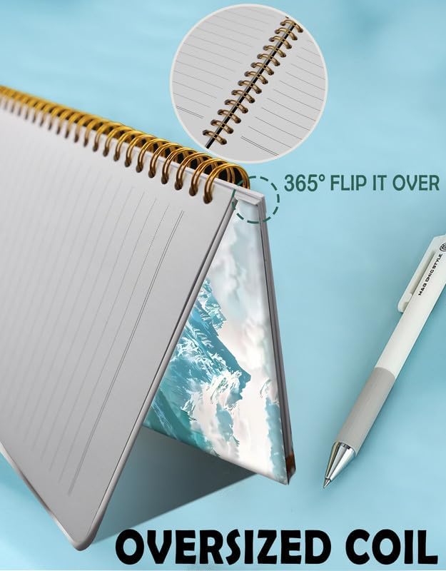 Spiral Journal Notebook for Women,A5 College Ruled Notebooks 6"x 8.4", 120 Pages (60 Sheets) Lined Journal with Premium Thick Paper,Perfect for School Office Home(Foggy Mountains Landscape)