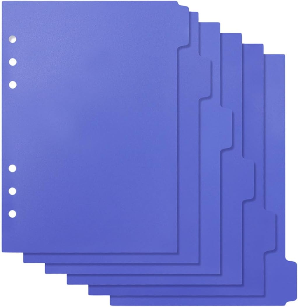 Unomor 6pcs Binder Dividers with Vertical Tabs Plastic Separators for Budget Planners Note Taking Journaling Office and School Use Refill Organizers for Pocket Binders