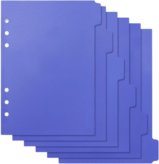 Unomor 6pcs Binder Dividers with Vertical Tabs Plastic Separators for Budget Planners Note Taking Journaling Office and School Use Refill Organizers for Pocket Binders