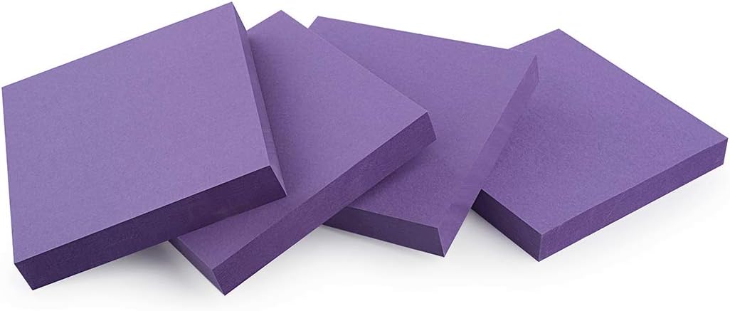 ZCZN 400 Sheets Pop-up Sticky Notes, 3 x 3 Inches, 4 Pads Bright Color Self-Stick Notes, 100 Sheets/Pad, Purple