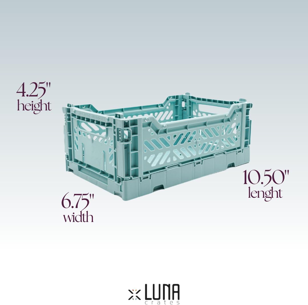 Collapsible Storage Box, Foldable Crate Organizer Bin with Handle, Stackable Crates for Home Organization (Blue, 4L - 3-Pack)