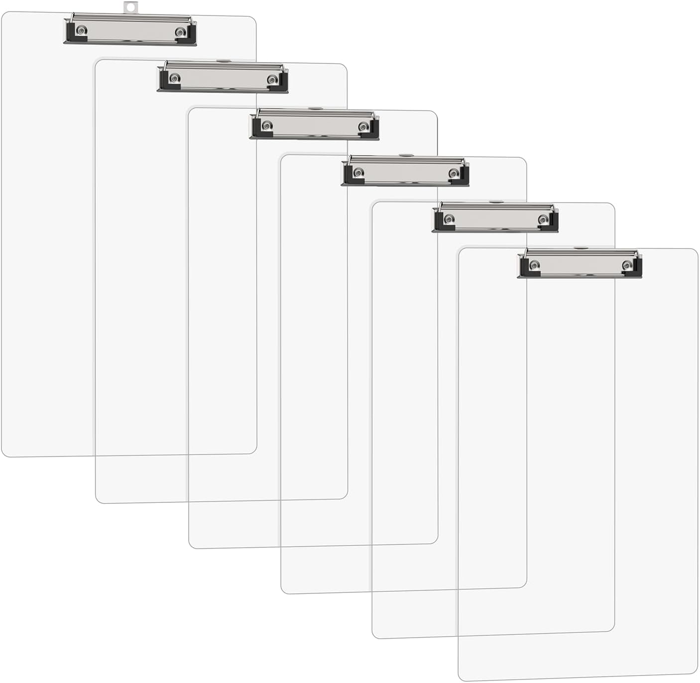 Legal Size Clipboard Set of 6, 8.5 x 14 Clear Plastic Long Clip Board with Low Profile Clip, 9 x 15 in, Suitable for Legal Lawers and Business, School & Office Supplies
