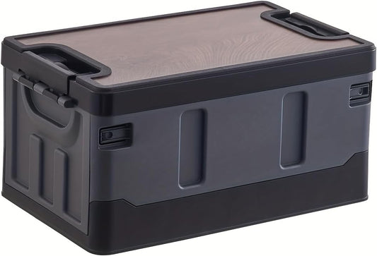 Collapsible Storage Bins with Lids, Portable Foldable Box with 2 Side Doors, Organizing Stackable Storage Cases Large Heavy Duty Utility Crates for Camp Fishing Car RV (Medium-35L)