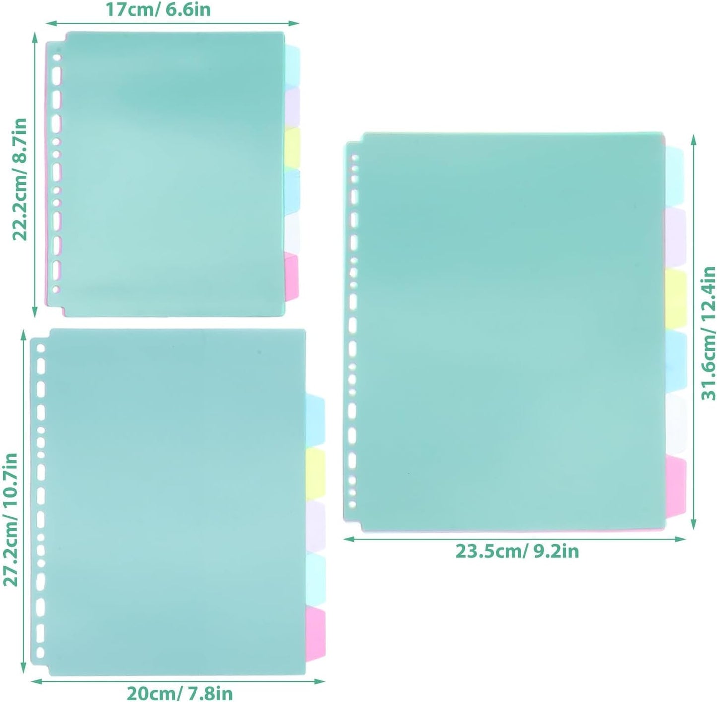 3 Sets Ring Binder Dividers with Detachable Tabs PP Material Paper Binder Tabs for Office and Student Organizing Alphabetical and Aesthetic Index Cards for Notebooks and Documents