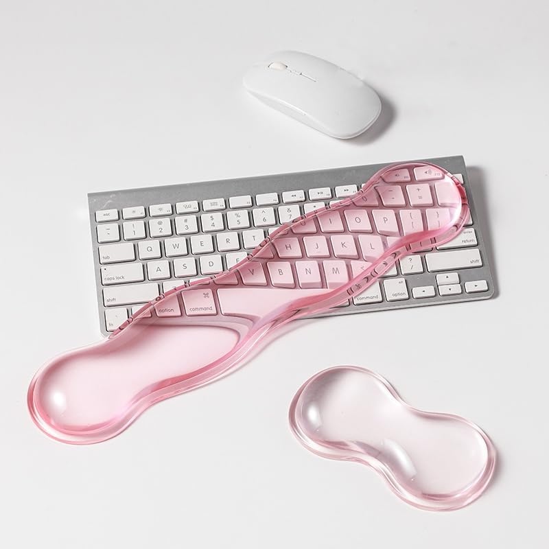 Clear Gel Wrist Rest for Keyboard, Keyboard Wrist Rest for Typing Pain Relief, Ergonomic Keyboard Arm Rest, Suitable for Office, Gaming, Computer, Laptop - Pink