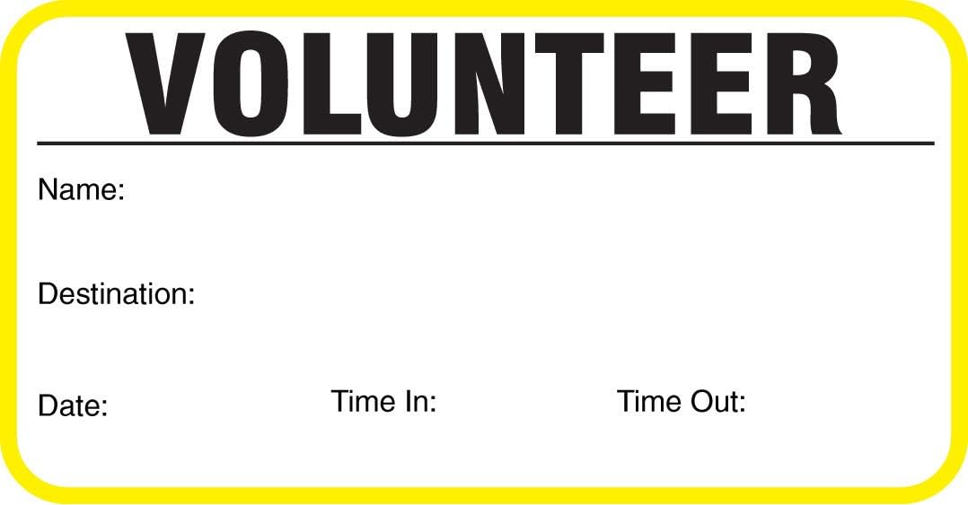 The Spoiled Office Visitor Sign in Book with 500 3"x2" Peel Off Carbonless Visitor Badges, Made in USA – Spiral Log Book for Schools, Manufacturing Plants, and Political Offices — Yellow Volunteer