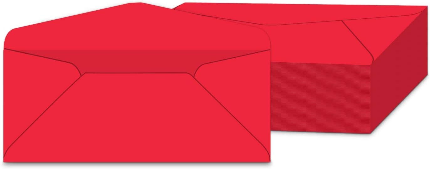 #10 Color Envelopes | Colored Standard Business Size Mailers | Value Pack of 500 Per Pack | 4 1/8 x 9 1/2 Inches (Red)