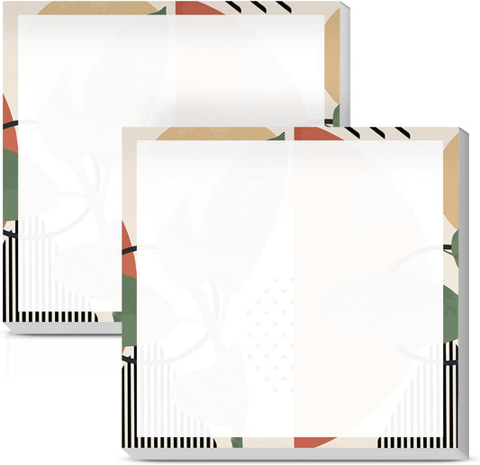 Sticky Notes 3x3 Inches, 2 Pads, Easy Post Cute Self-Stick Notes, Colorful Self Stick Notes Pads for Home Office Notebooks Accessories, Strong Adhesive Note Pad Abstract Tropical Plants