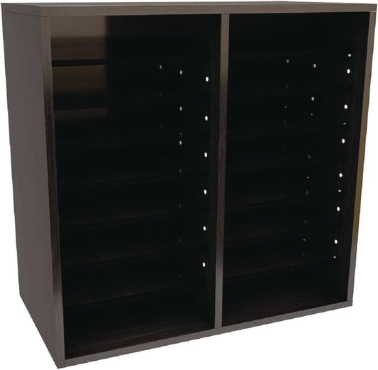 AdirOffice Wooden Adjustable organizerserature Organizer, 16 Compartment Office Mailbox, or Classroom Literature Organizer, Black