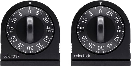 60 Minute Wind Up Timer (2 Pack) Visual Mechanical Timer, from 0 to 60 Minutes, for Kitchen, Hair Color Processing, Tanning Time, Kids' Home and Classroom Activities or Timeouts, Black