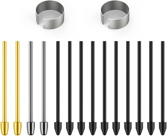 Metal Nibs/Tips Replacement for Samsung Galaxy Tab S10+/S10 Ultra/S9/S9FE+/S9 Ultra/S8/S8+/S8 Ultra/S7/S7 FE/S6/S6 Lite/S22/S23/S24 Ultra S Pen,Nibs/Tips+Clip + Organizer (4+10 pcs Set)