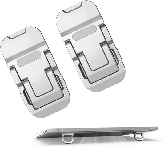 2PCS Laptop Stand, Portable Laptop Cooling Pad, Foldable Metal Keyboard Stand, Mini Keyboard Pillar (Silver,Two Gears)