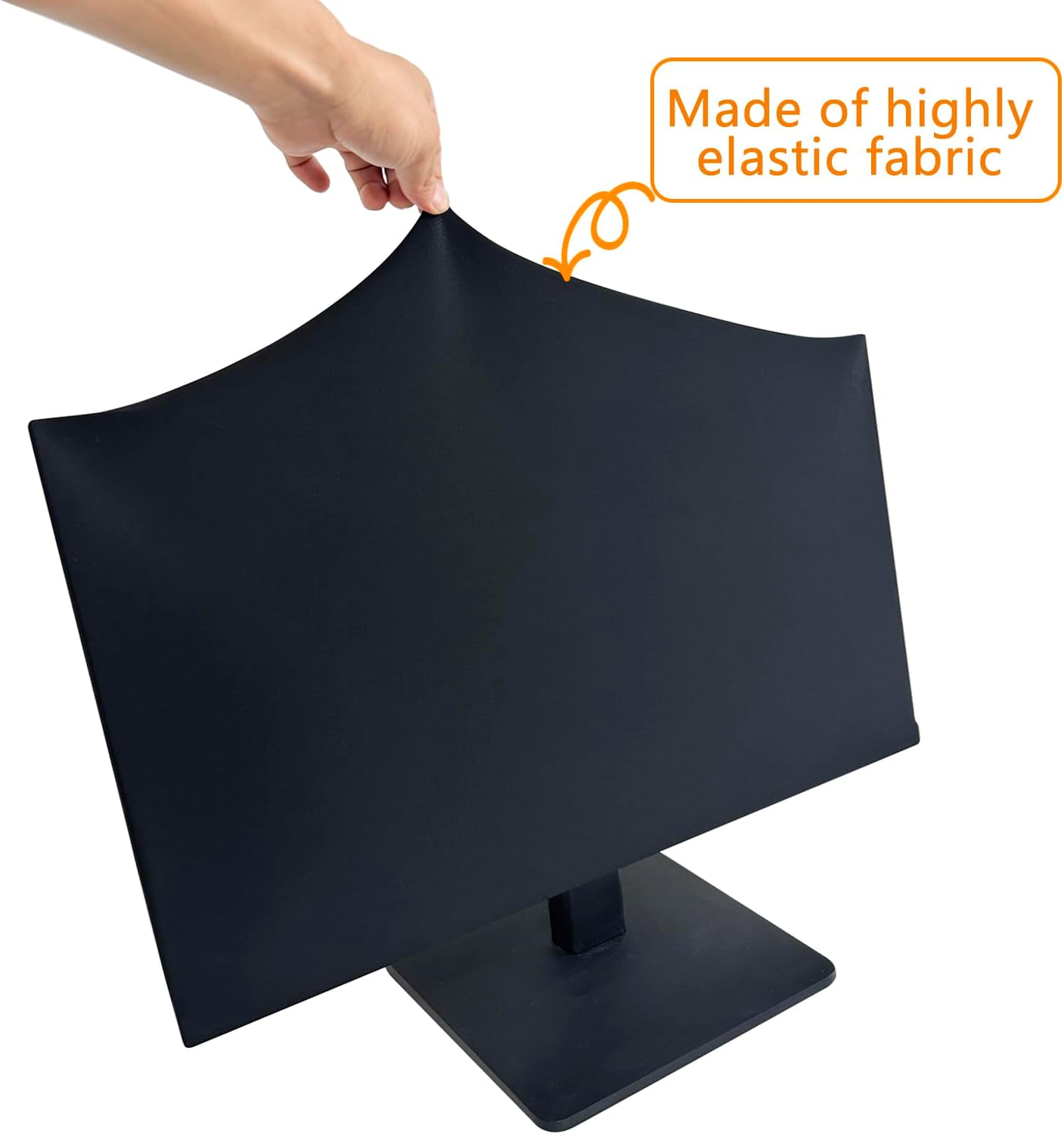 3-Piece Computer Dust Cover Set - Waterproof & Dustproof with Elastic Fabric, Pure Black Minimalist Design, Includes mainframe Case, Keyboard & 19-27 Inch Monitor Covers , Universal Fit