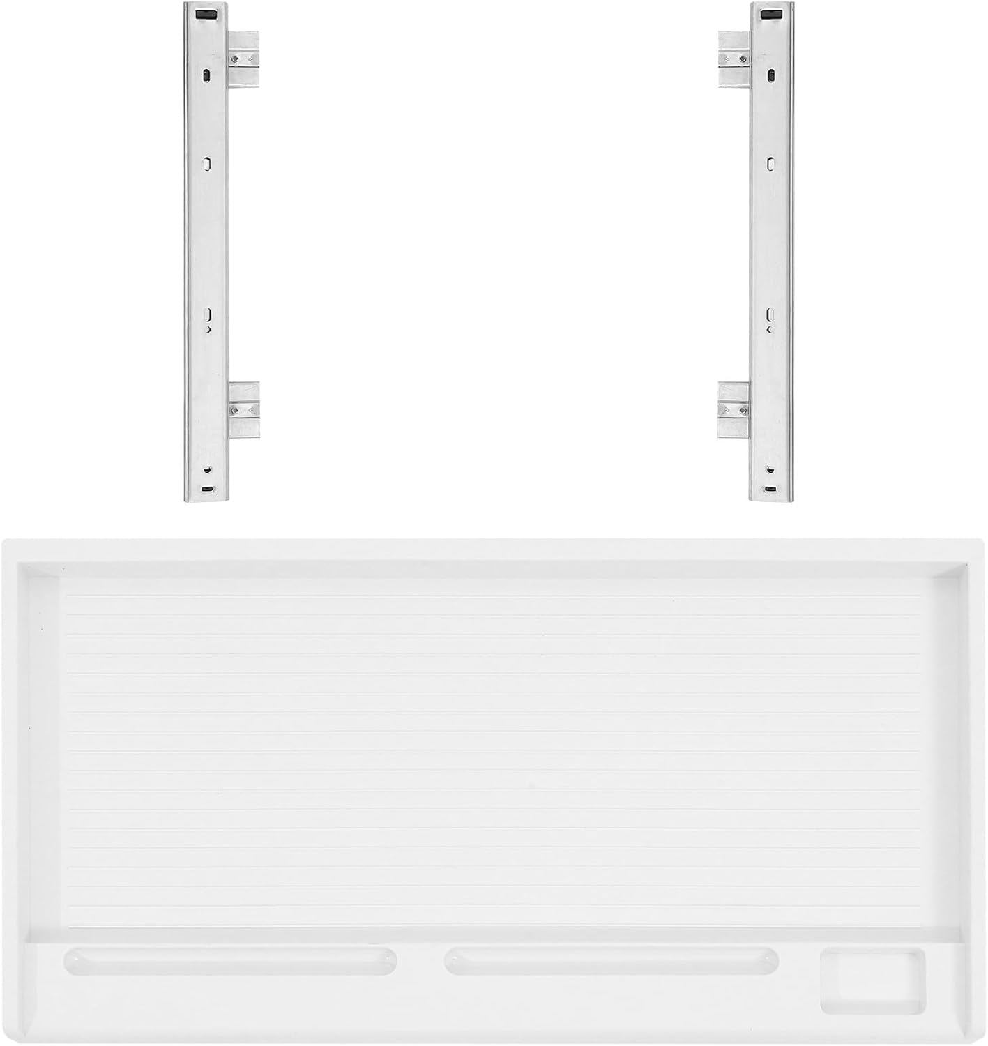 Under Desk Keyboard Tray Sliding Drawer, Pull Out Keyboard Holder with Sliding Rail, Gray-White K1 Set for Office Desk Computer Workspace Organization