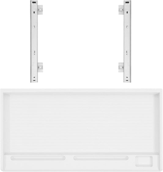 Under Desk Keyboard Tray Sliding Drawer, Pull Out Keyboard Holder with Sliding Rail, Gray-White K1 Set for Office Desk Computer Workspace Organization
