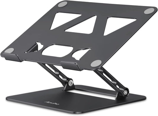 Adjustable Laptop Stand for Desk, Portable Laptop Stand Holder and Riser, Foldable Aluminum Notebook Computer Stand for MacBook Air Pro HP Lenovo Dell Samsung Chromebook, 10-15.6 inch, Black