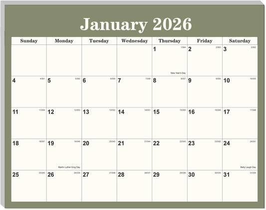Magnetic Fridge Calendar 2026-2027 - Calendar 2026 from January 2026 Until June 2027, 18 Monthly Refrigerator Calendars With Minimal Designs for Organizing, 8.5" x 11", Green