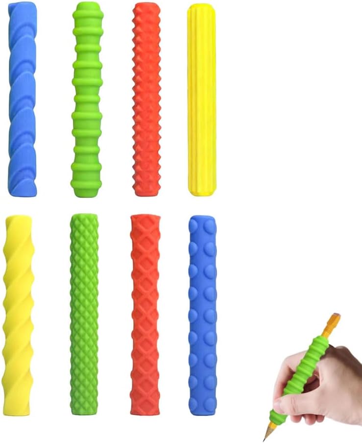 8-Pack Silicone Writing Aid, Candy Colors, Weighted Sensory Fidget Design for Drawing, Writing and Office Use,Ergonomic Pencil Grips.