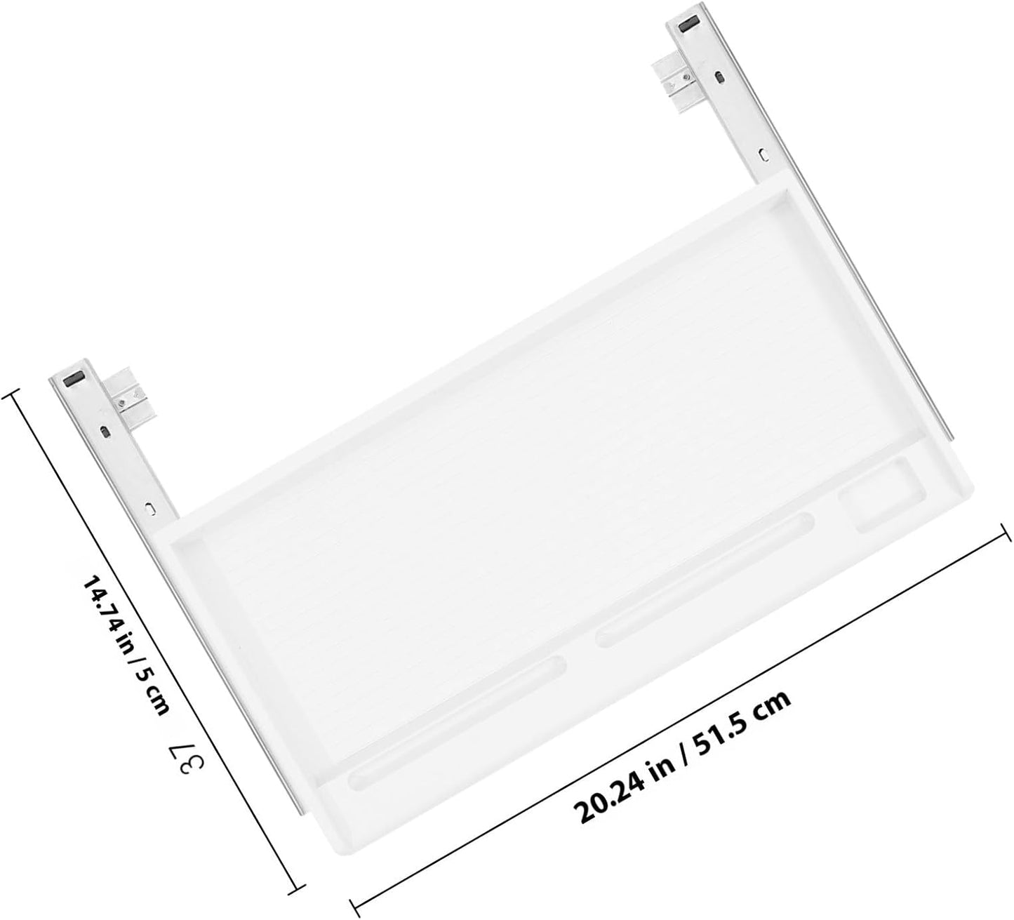 Under Desk Keyboard Tray Sliding Drawer, Pull Out Keyboard Holder with Sliding Rail, Gray-White K1 Set for Office Desk Computer Workspace Organization