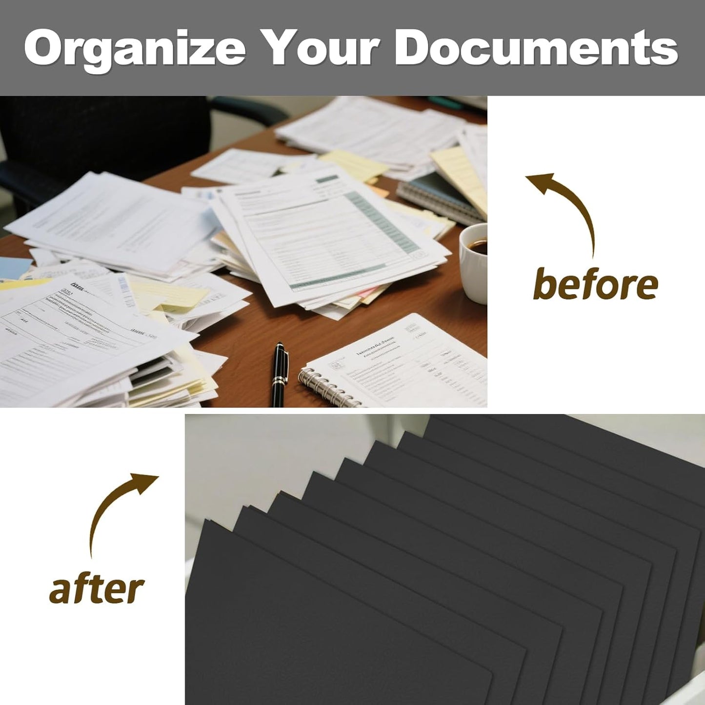 Folders with Pockets, LAYZZ 60 Pack Paper Pocket Folders, 2 Pocket File folders Fits Letter Size Paper, for School Office and Home (Black)