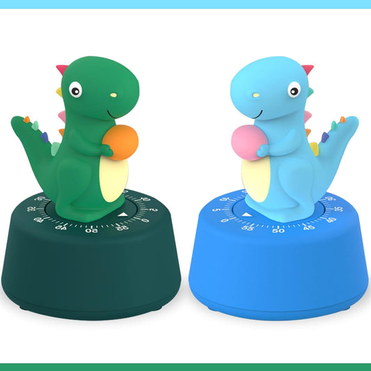 2 Pack Kitchen Timer, Cute Dinosaur Timer for Kids, 100% Mechanical Egg Timer for Cooking/Reading/Classroom/Do Sports.（Dinosaurs）