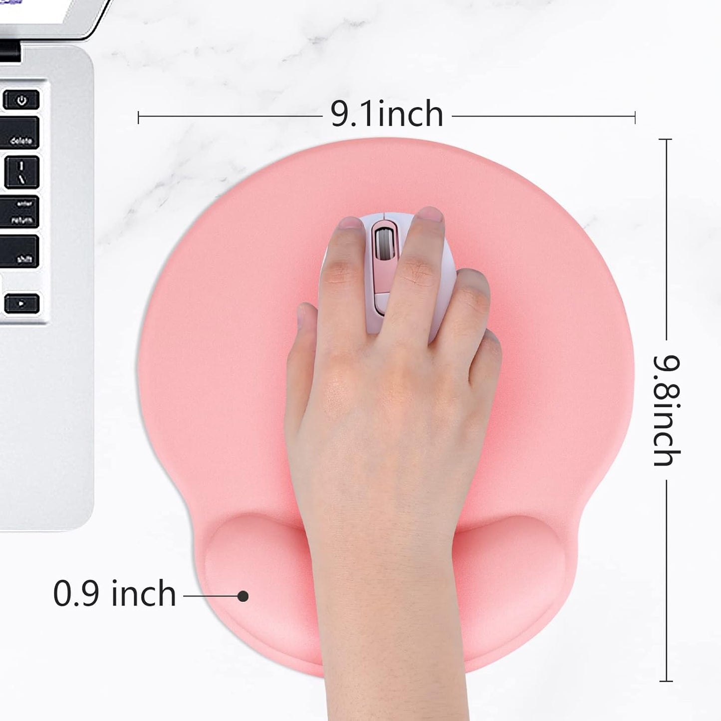 Hsurbtra Ergonomic Mouse Pad with Wrist Rest Support, Gel Mouse Pads with Non-Slip PU Base, Pain Relief Memory Foam Computer Mat, Cute Office Supplies Desk Decro Accessories, Rose Gold