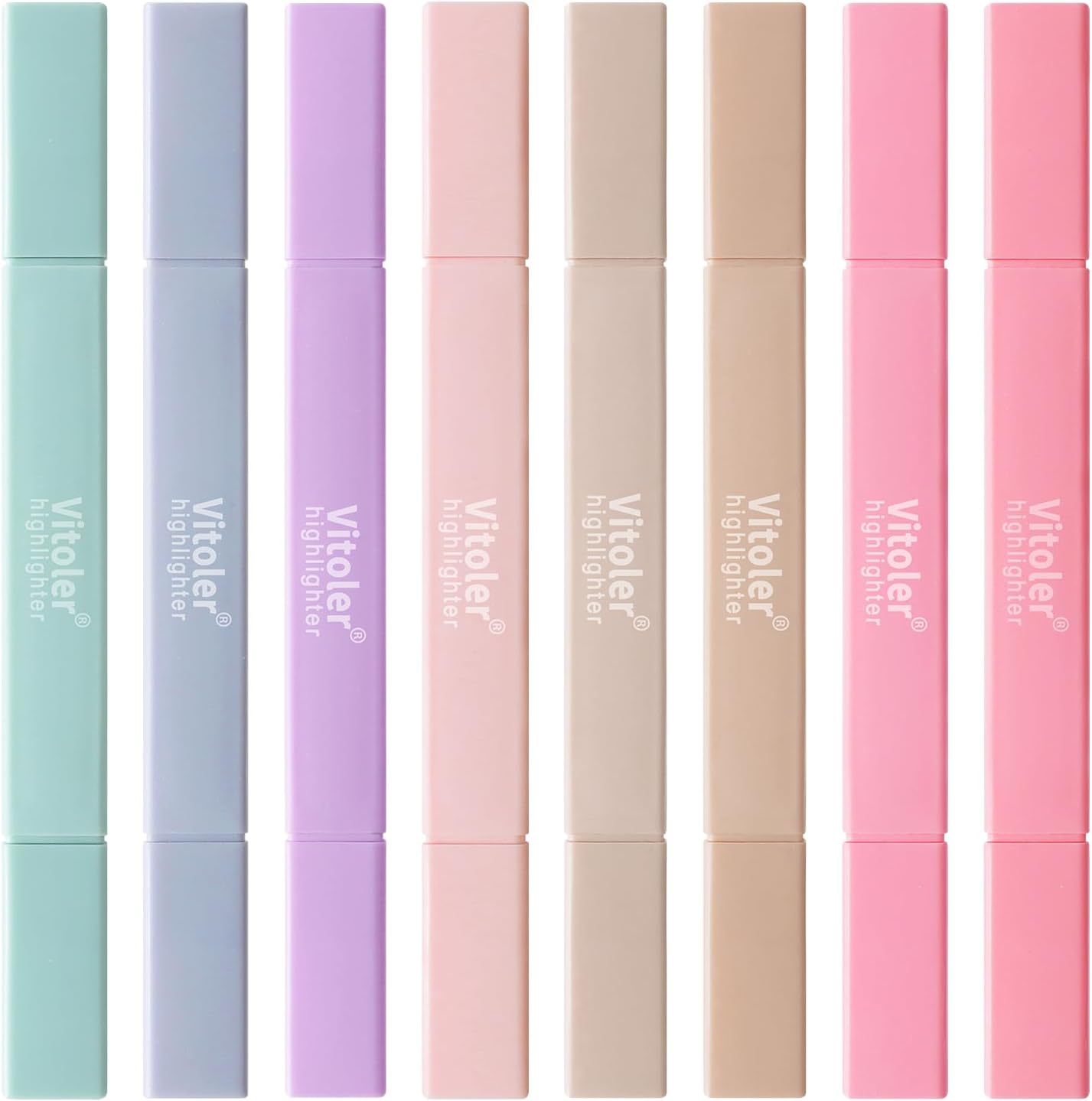 Vitoler Highlighters Assorted Colors,8pcs Dual Tip Pastel Colors Highlighters for Bible Study, Teacher Supplies