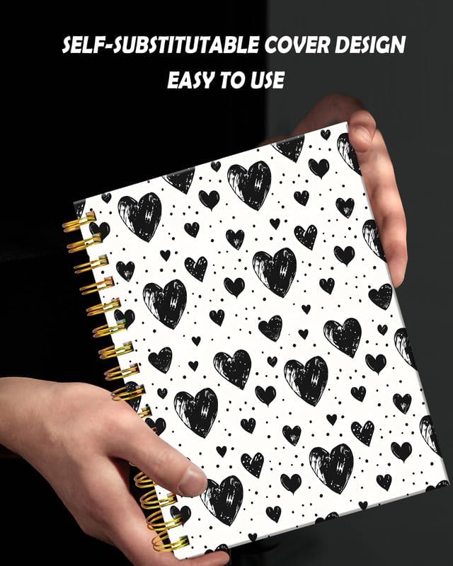 Spiral Journal Notebook for Women,A5 College Ruled Notebooks 6"x 8.4", 120 Pages (60 Sheets) Lined Journal with Premium Thick Paper,Perfect for School Office Home(Love Heart)