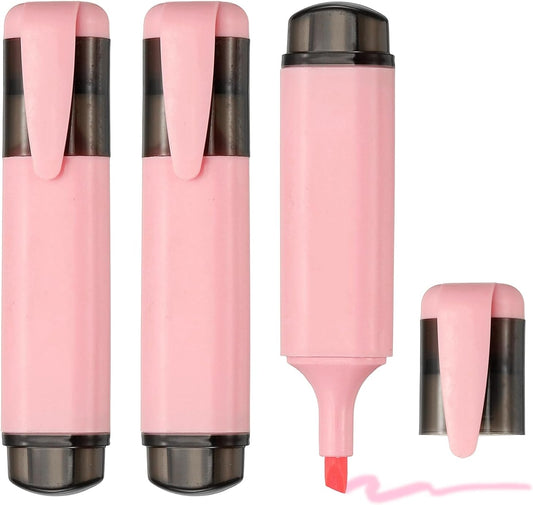 PATIKIL Cute Highlighters, 3 Pack no Bleeding High Lighters Colored Marker Pens Large Capacity Big Bulk Pastel for Office Supplies Books Journal Studying DIY Home, Pink