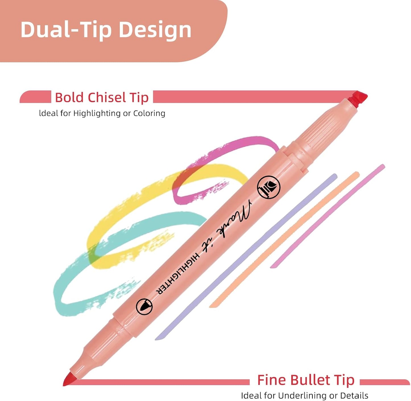 Pink Highlighters, 5 Pack Aesthetic Bible Highlighters No Bleed, Pastel Highlighter Assorted Colors, Cute Highlighter Dual Tip For Journaling Supplies, Bible Study And School Accessories