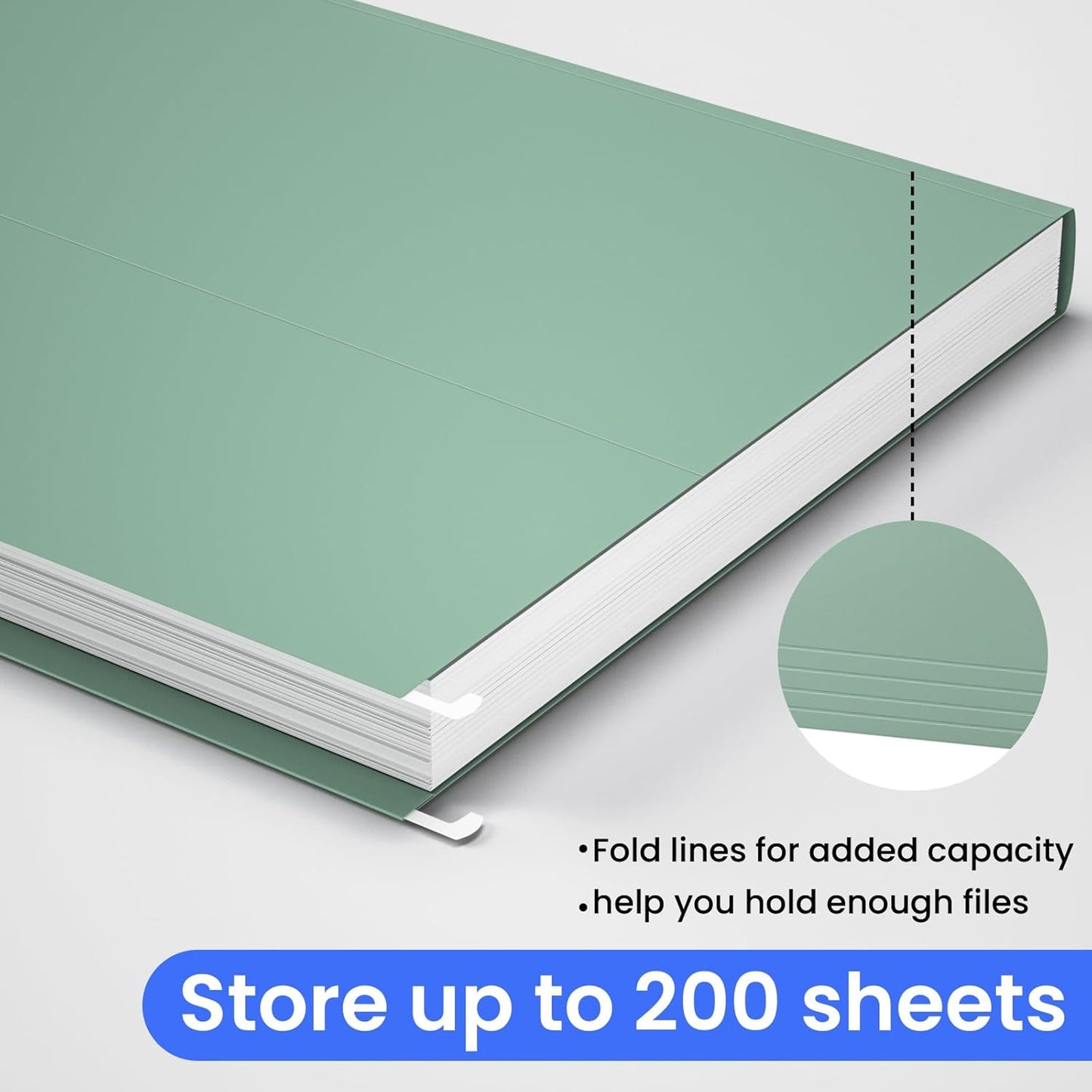 Hanging File Folders Letter Size, Metal File Frame with 50 Pcs Colored Hanging File Folders, 1'' Extension 1/5-Cut Tabs File Organizer Includes Hanging Folders for Desk Office Filing Cabinet