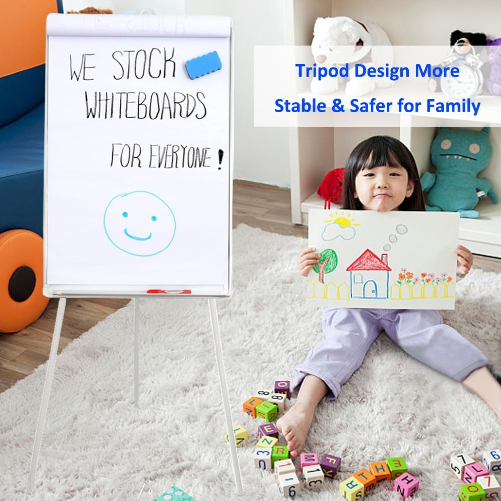 2-Pack 36 x 24 Inch Magnetic Dry Erase Easel Tripod Stand, Height Adjustable Portable Dry Erase Board with Flipchart Paper Pad (25 Sheets) - for Office Meetings, Training & Classroom