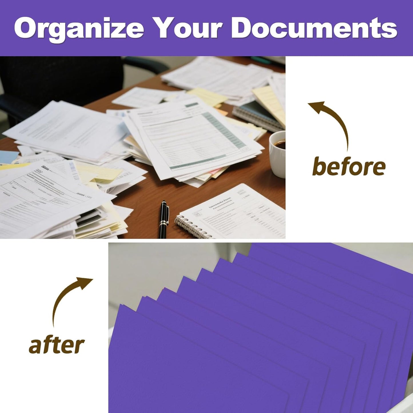 Folders with Pockets, LAYZZ 60 Pack Paper Pocket Folders, 2 Pocket File folders Fits Letter Size Paper, for School Office and Home (Purple)