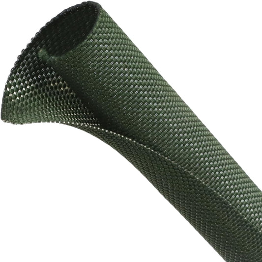 Automotive Wire Loom Tubing, Split Braided Cord Protectors from Pets No Chew, Flexible Cable Sleeve Cable Management for TV/Computer/Electric Wires (Deep Green, 5/8"-25ft)