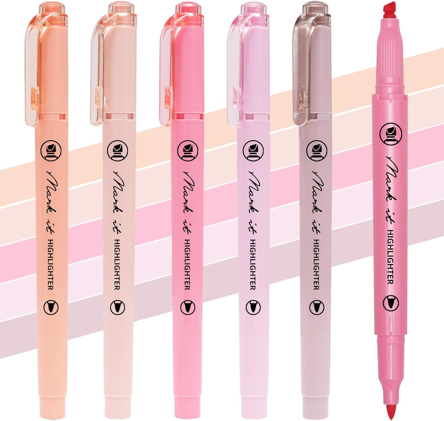 Pink Highlighters, 5 Pack Aesthetic Bible Highlighters No Bleed, Pastel Highlighter Assorted Colors, Cute Highlighter Dual Tip For Journaling Supplies, Bible Study And School Accessories