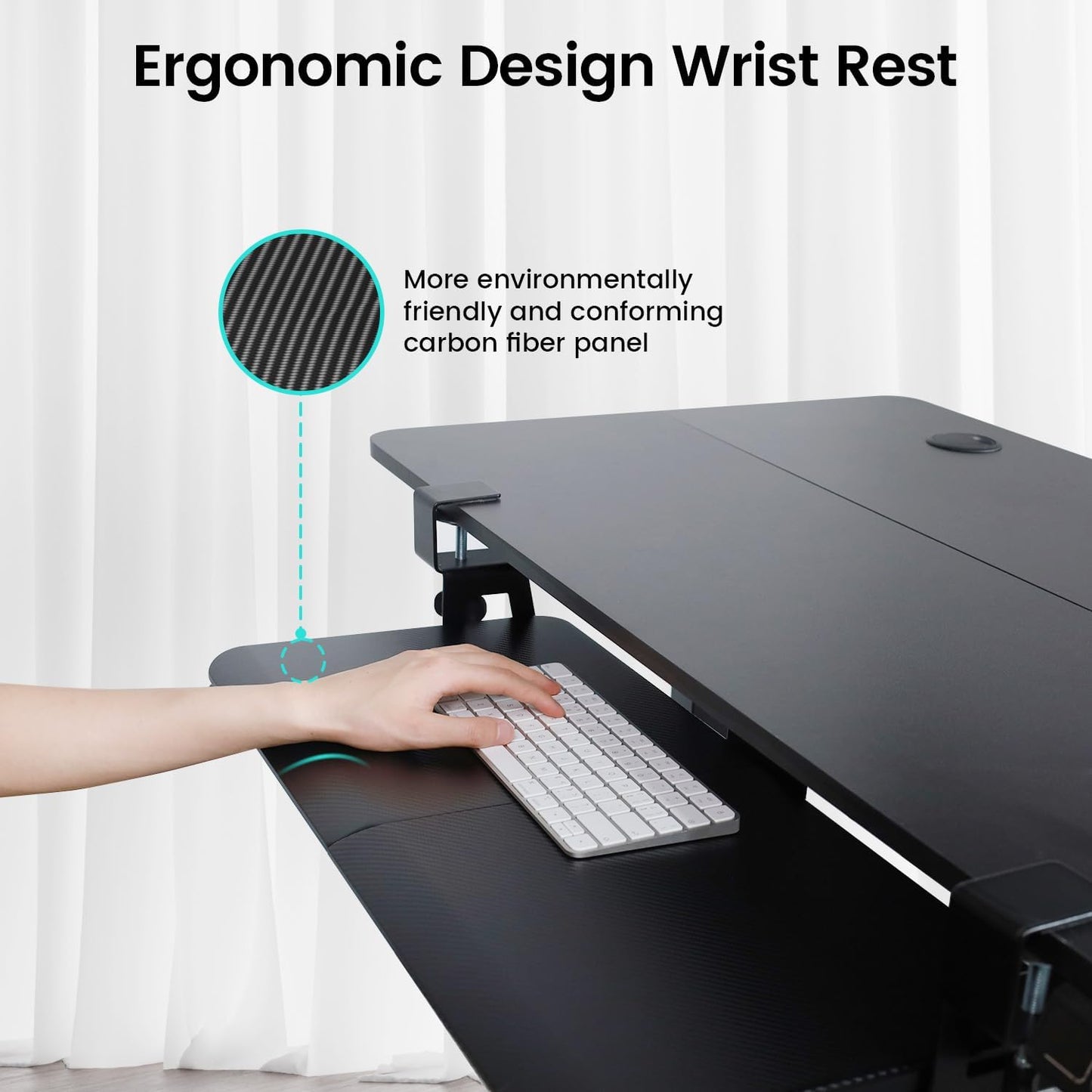 NearHub Large Keyboard Tray Under Desk Slide Out with Extra Sturdy C Clamp Mount System,26'' (30'' including Clamps) x11 Slide-Out Keyboard Drawer Under Desk for Typing,Keyboard Mouse Tray,Black