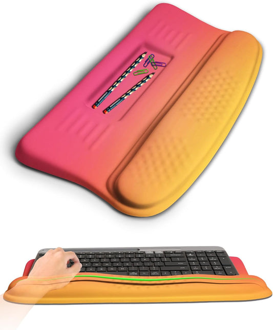 Ergonomic Wave Wrist Rest with Keyboard Stand, Cushioned Palm Rest, Comfortable Integrated Memory Foam for Natural Typing and Relieve Wrist Pain, Sunrise Morning Light