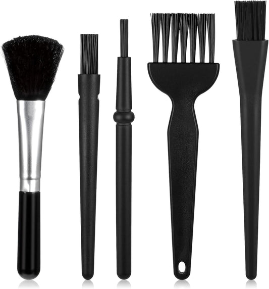 Mini Keyboard Brush, 5 Pcs PP Handle Nylon Anti-Static Keyboard Cleaning Brushes Kit Portable Dusting Brushes for Keyboards Car Interior Motherboard Camera Small Electronics Cleaning