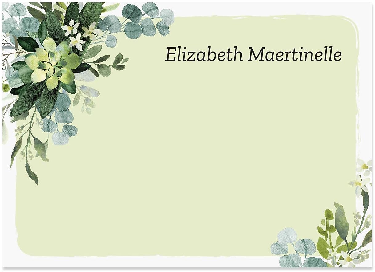 Watercolor Greenery Personalized Sticky Note Pads / 4" x 3" Custom Sticky Notes/Set of 6 Pads