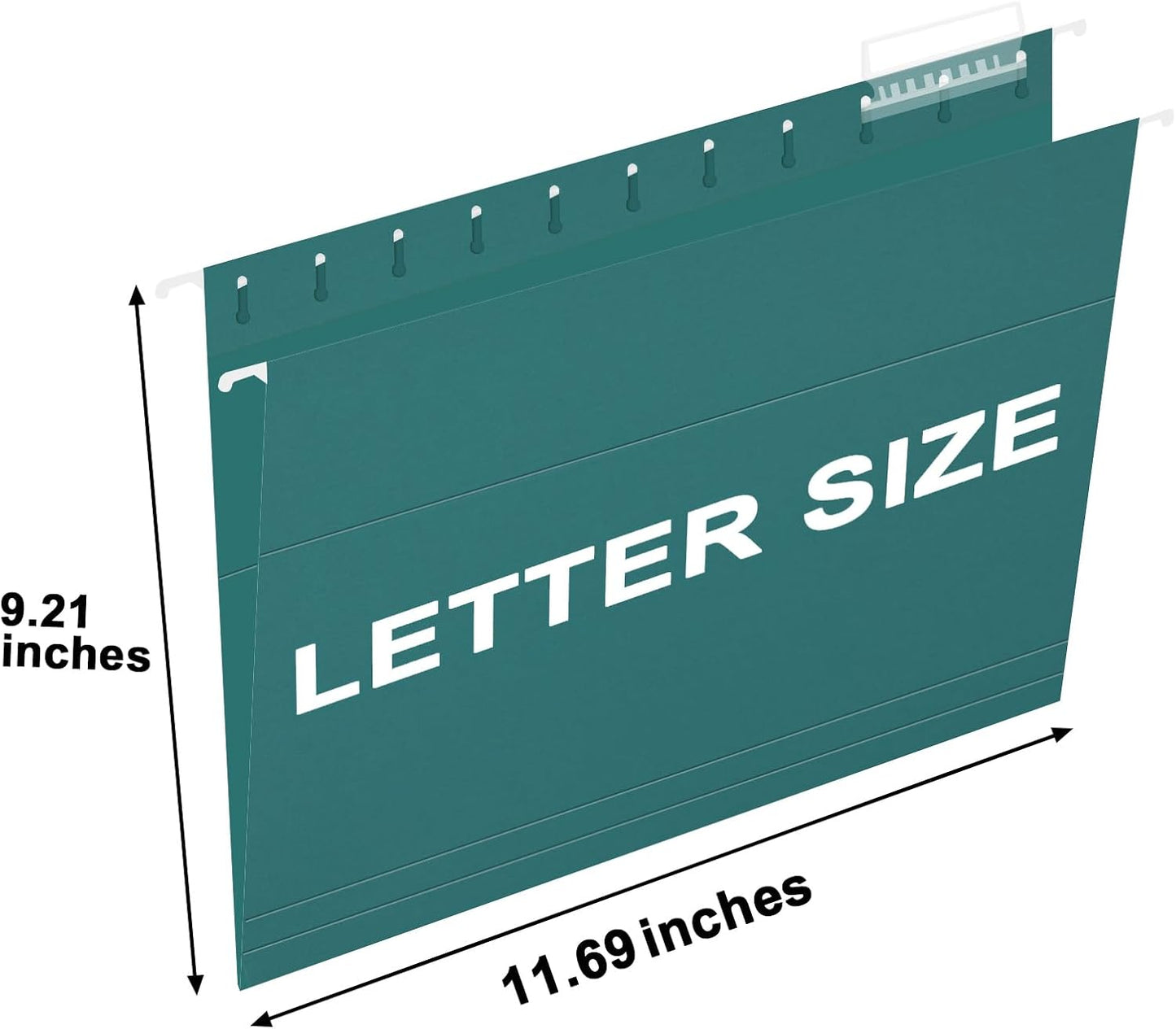 HERKKA Hanging File Folders, 30 Pack Reinforced Letter Size Hanging Folders, Designed for Bulky Files, Filing Cabinet, 1/5-Cut Adjustable Tabs (Teal)