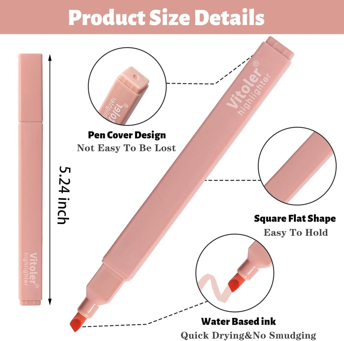 Vitoler Highlighters Assorted Colors,8pcs No Bleed Bible Chisel Tip Highlighters,Aesthetic High lighters for Office Supplies