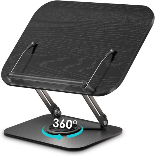 Viozon Book Stand for Reading,Book Holder, Height&Angle Adjustable, 360° Rotating Base, Foldable and Portable, Lightweight for Office, Kitchen, School Textbook, Recipe, Magazine,Kindle,Table B