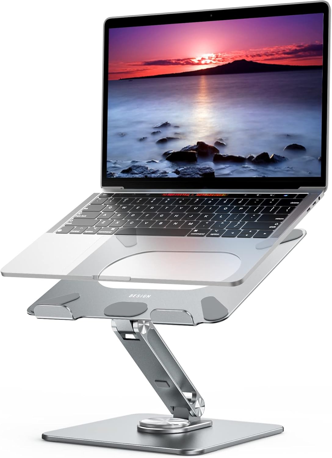 BESIGN LSX7 Laptop Stand with 360° Rotating Base, Ergonomic Adjustable Notebook Stand, Riser Holder Computer Stand Compatible with Air, Pro, Dell, HP, Lenovo More 10-15.6" Laptops (Gray)