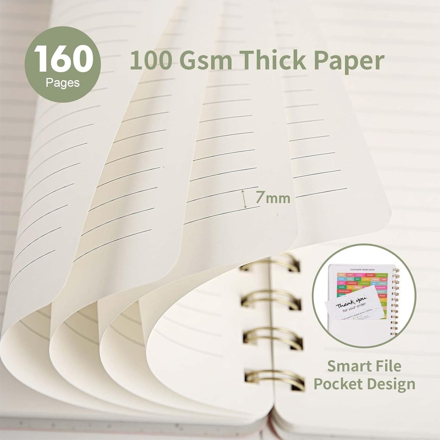 Lined Spiral Notebook College Ruled A5 Journal Book for Note Taking, 160 Pages Writing Journal for Office and Home School Supplies 5.75x8.125 inch - ArmyGreen