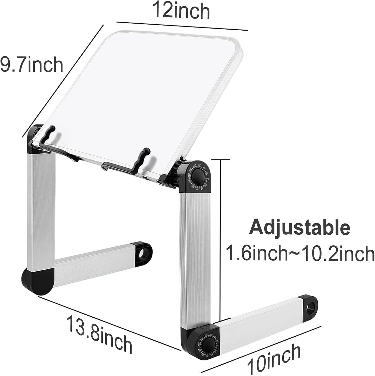 Book Stand Multifunctional Adjustable Laptop Stand Book Holder Tray with Clips Ergonomic Multi Heights Angles Adjustable Cooking Bookstand for Textbook Recipe Magazine Laptop Tablet Portable