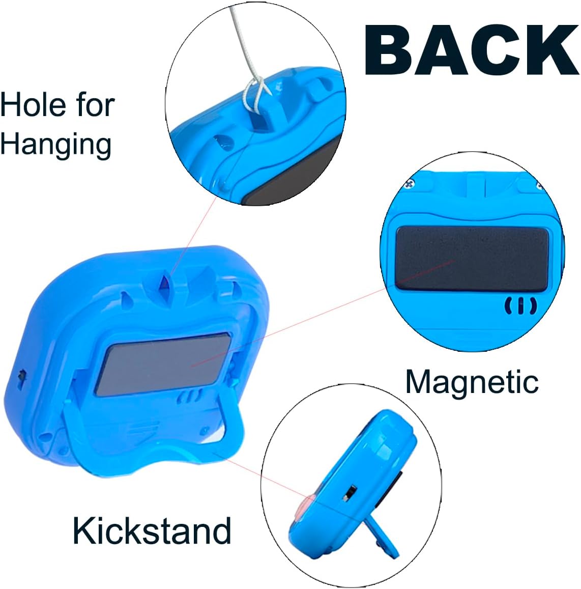 Digital Kitchen Timer, BESTWYA Electronic Timer with Clear LCD Screen Count Up and Down Function 3 Big Buttons On/Off Switch Button (2, Blue and Green)