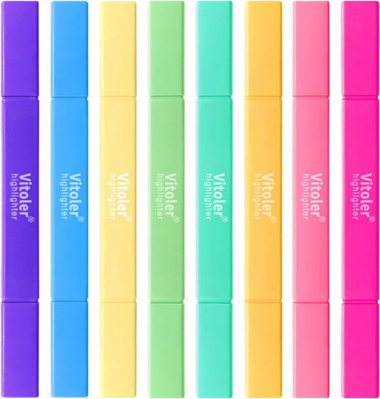 Vitoler Aesthetic Highlighters 8 Pack, Bible Highlighters Pastel Colors,Dual Tip Cute Highlighter For Journaling Supplies,School Accessories