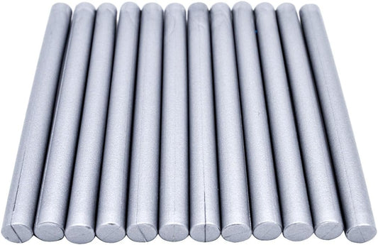 Large Silver Sealing Wax Seal Sticks for Standard Size Glue Gun, Homemade Wedding Invitation Wax Seals - Pack of 12